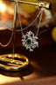 14K GOLD 1.42 CTW VIVID GREEN NATURAL EMERALD & DIAMOND NECKLACE