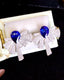 14K GOLD 2.35 CTW NATURAL SAPPHIRE & DIAMOND EARRINGS