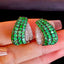 14K GOLD 3.34 CTW VIVID GREEN NATURAL EMERALD & DIAMOND EARRINGS