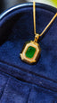 14K GOLD 0.96 CT NATURAL EMERALD & DIAMOND NECKLACE