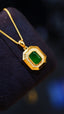 14K GOLD 0.96 CT NATURAL EMERALD & DIAMOND NECKLACE