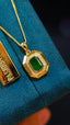 14K GOLD 0.96 CT NATURAL EMERALD & DIAMOND NECKLACE