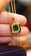 14K GOLD 0.96 CT NATURAL EMERALD & DIAMOND NECKLACE