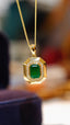 14K GOLD 0.96 CT NATURAL EMERALD & DIAMOND NECKLACE