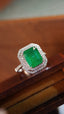 14K GOLD 3.37 CTW VIVID GREEN NATURAL EMERALD & DIAMOND RING