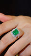 14K GOLD 3.37 CTW VIVID GREEN NATURAL EMERALD & DIAMOND RING