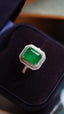 14K GOLD 3.37 CTW VIVID GREEN NATURAL EMERALD & DIAMOND RING