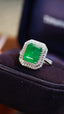 14K GOLD 3.37 CTW VIVID GREEN NATURAL EMERALD & DIAMOND RING