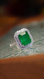 14K GOLD 3.37 CTW VIVID GREEN NATURAL EMERALD & DIAMOND RING