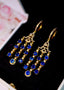 14K GOLD 5.83 CTW VIVID BLUE NATURAL SAPPHIRE & DIAMOND EARRINGS