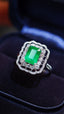 14K GOLD 2.03 CTW VIVID GREEN NATURAL EMERALD & DIAMOND RING