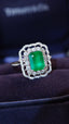 14K GOLD 2.03 CTW VIVID GREEN NATURAL EMERALD & DIAMOND RING