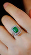 14K GOLD 2.03 CTW VIVID GREEN NATURAL EMERALD & DIAMOND RING