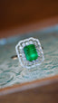 14K GOLD 2.03 CTW VIVID GREEN NATURAL EMERALD & DIAMOND RING