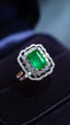 14K GOLD 2.03 CTW VIVID GREEN NATURAL EMERALD & DIAMOND RING