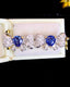 14K GOLD 2.18 CTW NATURAL SAPPHIRE & DIAMOND EARRINGS