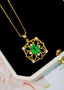 14K GOLD 1.14 CTW VIVID GREEN NATURAL EMERALD & DIAMOND PENDANT