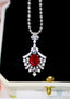 14K GOLD 2.43 CTW VIVID RED NATURAL RUBY & DIAMOND PENDANT