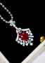 14K GOLD 2.43 CTW VIVID RED NATURAL RUBY & DIAMOND PENDANT