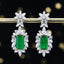 14K GOLD 3.76 CTW NATURAL EMERALD & DIAMOND EARRINGS