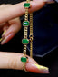 14K GOLD 2.60 CT VIVID GREEN NATURAL EMERALD BRACELET