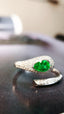 14K GOLD 0.69 CTW VIVID GREEN NATURAL EMERALD & DIAMOND RING