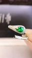 14K GOLD 0.69 CTW VIVID GREEN NATURAL EMERALD & DIAMOND RING