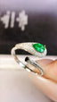 14K GOLD 0.69 CTW VIVID GREEN NATURAL EMERALD & DIAMOND RING