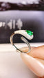 14K GOLD 0.69 CTW VIVID GREEN NATURAL EMERALD & DIAMOND RING