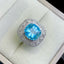 14K GOLD 5.75 CT NATURAL AQUAMARINE & DIAMOND RING