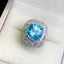 14K GOLD 5.75 CT NATURAL AQUAMARINE & DIAMOND RING