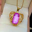 14K GOLD 21.30 CT NATURAL KUNZITE & DIAMOND PENDANT