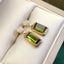 14K GOLD 3 CT NATURAL TOURMALINE & DIAMOND EARRINGS