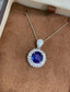 14K GOLD 4.59 CTW NATURAL SAPPHIRE & DIAMOND PENDANT