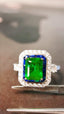 14K GOLD 1.42 CTW VIVID GREEN NATURAL EMERALD & SAPPHIRE RING