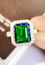 14K GOLD 1.42 CTW VIVID GREEN NATURAL EMERALD & SAPPHIRE RING