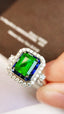 14K GOLD 1.42 CTW VIVID GREEN NATURAL EMERALD & SAPPHIRE RING