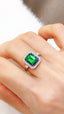 14K GOLD 1.42 CTW VIVID GREEN NATURAL EMERALD & SAPPHIRE RING