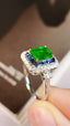 14K GOLD 1.42 CTW VIVID GREEN NATURAL EMERALD & SAPPHIRE RING