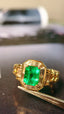 14K GOLD 1.28 CTW NATURAL EMERALD & DIAMOND RING