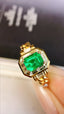 14K GOLD 1.28 CTW NATURAL EMERALD & DIAMOND RING