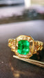 14K GOLD 1.28 CTW NATURAL EMERALD & DIAMOND RING