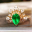 14K GOLD 1.12 CTW VIVID GREEN NATURAL EMERALD & DIAMOND RING