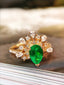 14K GOLD 1.12 CTW VIVID GREEN NATURAL EMERALD & DIAMOND RING