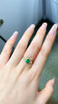 14K GOLD 1.12 CTW VIVID GREEN NATURAL EMERALD & DIAMOND RING