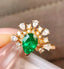 14K GOLD 1.12 CTW VIVID GREEN NATURAL EMERALD & DIAMOND RING