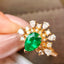 14K GOLD 1.12 CTW VIVID GREEN NATURAL EMERALD & DIAMOND RING