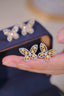 14K GOLD 1.56 CTW NATURAL YELLOW DIAMOND & DIAMOND & BUTTERFLY EARRINGS