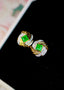 14K GOLD 0.71 CTW VIVID GREEN NATURAL EMERALD & DIAMOND EARRINGS