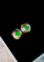 14K GOLD 0.71 CTW VIVID GREEN NATURAL EMERALD & DIAMOND EARRINGS